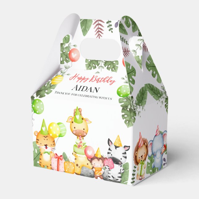 Caixinha De Lembrancinhas Partido Safari Animal Kids (Frente)