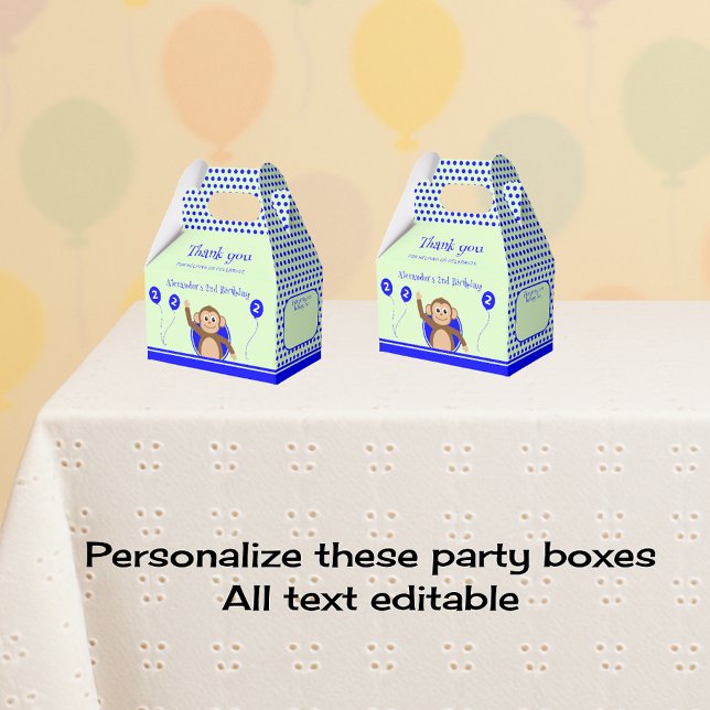 Caixinha De Lembrancinhas partido verde-azul-macaco segundo aniversário (Criador carregado)