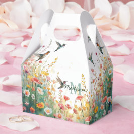 Caixinha De Lembrancinhas Pássaros Aquarela Primavera Monograma Floral Flor 
