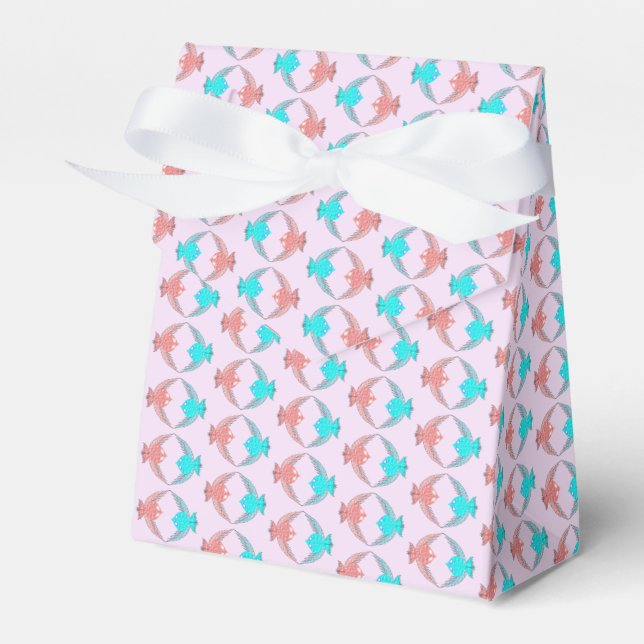 Caixinha De Lembrancinhas Pássaros de Amor, Rosa e Azul (Frente)