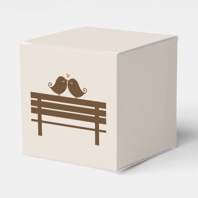 Caixinha De Lembrancinhas Pássaros do Amor no Park Bench {orange} (Frente)