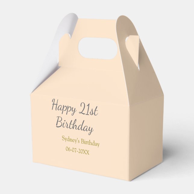 Caixinha De Lembrancinhas Pastel orange gray happy 21st birthday name date (Frente)