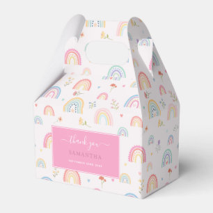 Caixinha De Lembrancinhas Pastel Rainbows Girly Wildflower & Hearts
