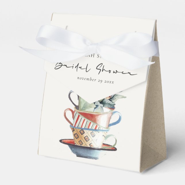 Caixinha De Lembrancinhas Pastel Stacking Cups Floral Chá de panela Tea Part (Frente)