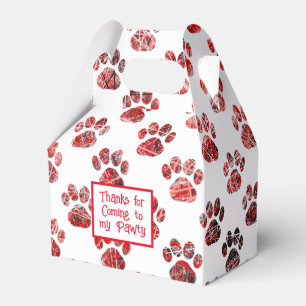 Caixinha De Lembrancinhas Pata Animal Silhouette Vermelha de Natal PawPaper
