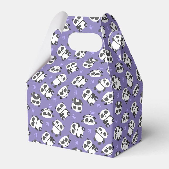 Caixinha De Lembrancinhas Pata de urso panda fofa em fundo azul (Frente)