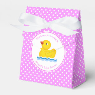 Caixinha De Lembrancinhas Pato de borracha, Chá de fraldas rosa e Bolinhas