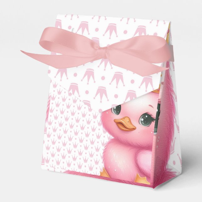 Caixinha De Lembrancinhas Pato Rosa Bonito Com Coroa (Frente)