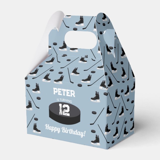 Caixinha De Lembrancinhas Pau de Hóquei em Gelo Azul Dusty, Skates Puck Birt (Frente)