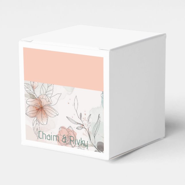 Caixinha De Lembrancinhas Peach floral Favor Box (Frente)
