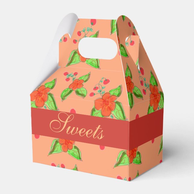 Caixinha De Lembrancinhas Peach Flowed Wedding Favor (Verso)