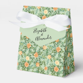 Caixinha De Lembrancinhas Peach Green Wedding Primavera Pastel Floral