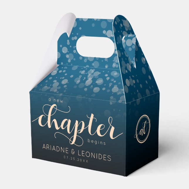 Caixinha De Lembrancinhas Peach Oceanic Blue Casado Um Novo Capítulo (Frente)