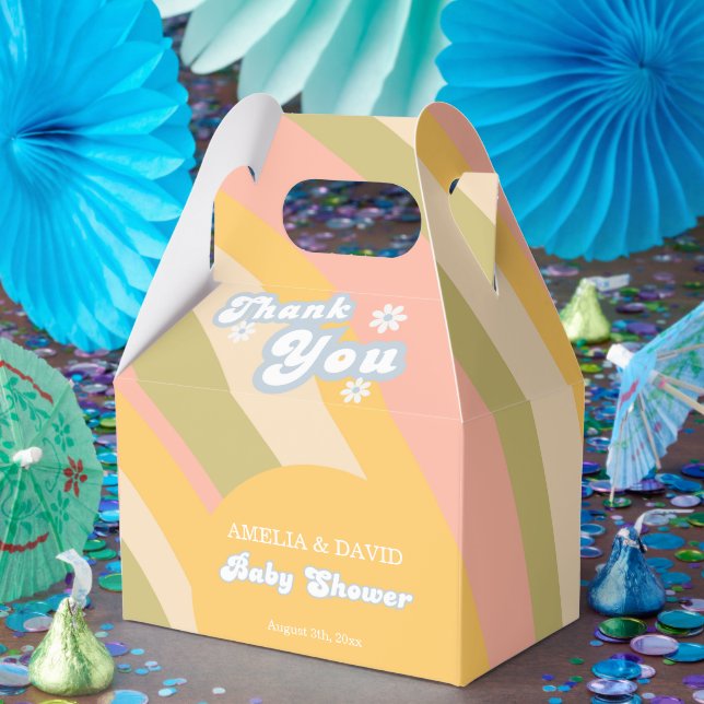 Caixinha De Lembrancinhas Peach Retro Favor Box Modern (Festa)