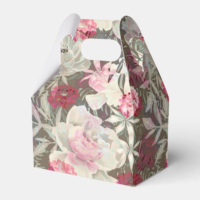 Caixinha De Lembrancinhas Peônias rosas rosa flores buquê de flores (Frente)