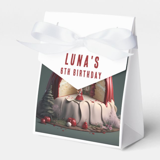 Caixinha De Lembrancinhas Pequeno Bolo de Capuz Vermelho - Aniversário (Frente)