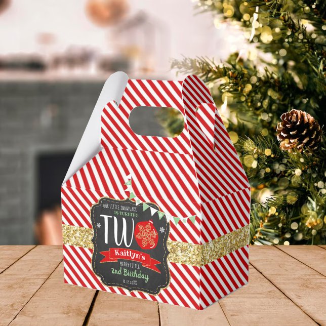 Caixinha De Lembrancinhas Pequeno Floco de Neve Turning 2! Segundo aniversár (Criador carregado)