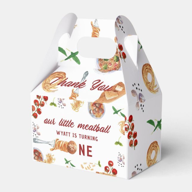 Caixinha De Lembrancinhas Pequeno Meatball Primeiro Aniversário (Frente)