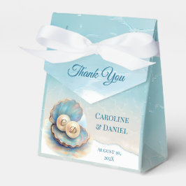 Caixinha De Lembrancinhas Pérolas de Casamento de Praia Shell Elegant Ocean