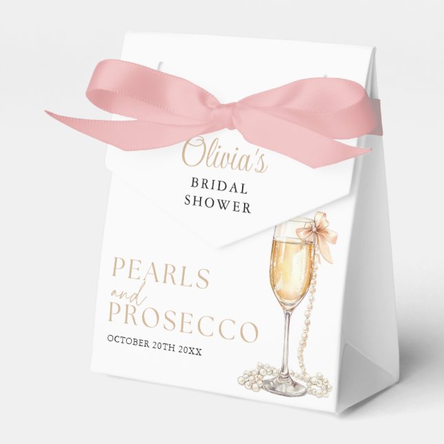 Caixinha De Lembrancinhas Pérolas E Prosecco Chá De Noiva Elegante (Frente)