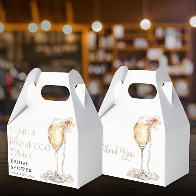 Caixinha De Lembrancinhas Pérolas E Prosecco Chá De Noiva Elegante (Pearls And Prosecco Elegant Bridal Shower Favor Boxes)