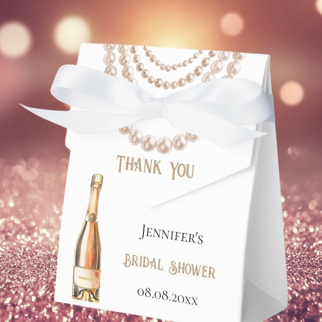 Caixinha De Lembrancinhas Pérolas Prosecco elegantes para chá de noiva (Criador carregado)