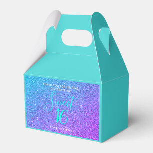 Caixinha De Lembrancinhas Personalizado Doce 16 Teal Purple Glitter Party