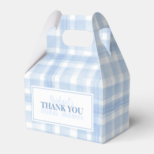 Caixinha De Lembrancinhas Personalizado Obrigado Blue Gingham Watercolor Fav