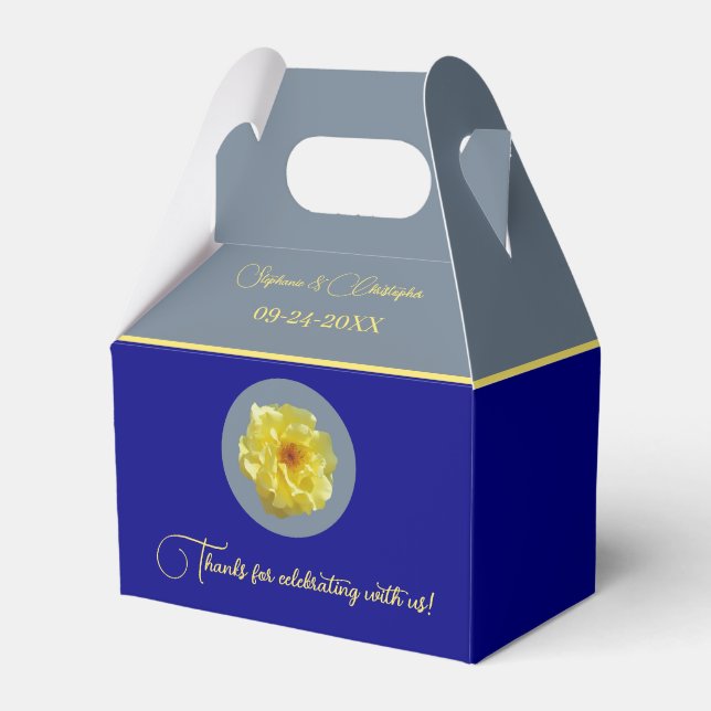 Caixinha De Lembrancinhas Personalizar Casamento de Cinza Azul Marinho Rosa (Frente)