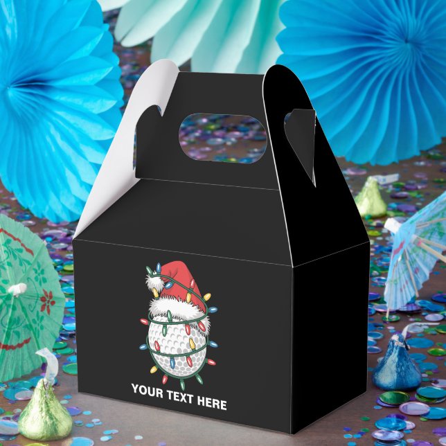 Caixinha De Lembrancinhas Personalized Golf Ball Santa Hat Christmas Lights (Festa)