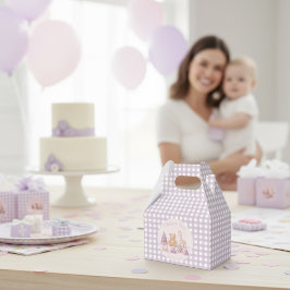 Caixinha De Lembrancinhas Personalized Lavender Gingham 1st Birthday