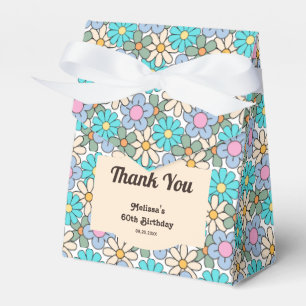 Caixinha De Lembrancinhas Pêssego Azul Retro Grooval Floral Aniversário