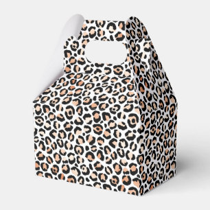 Caixinha De Lembrancinhas Pêssego Branco Impressão Preta-Leopardo