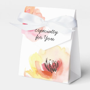 Caixinha De Lembrancinhas Pêssego e Aquarela Rosa Floral