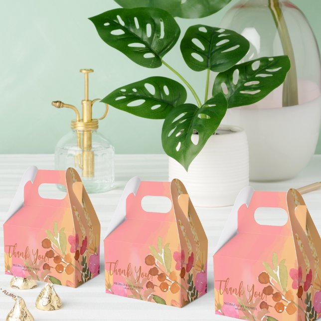 Caixinha De Lembrancinhas Pessegueira de aquarela Sangue de Jardim Rosa (Criador carregado)