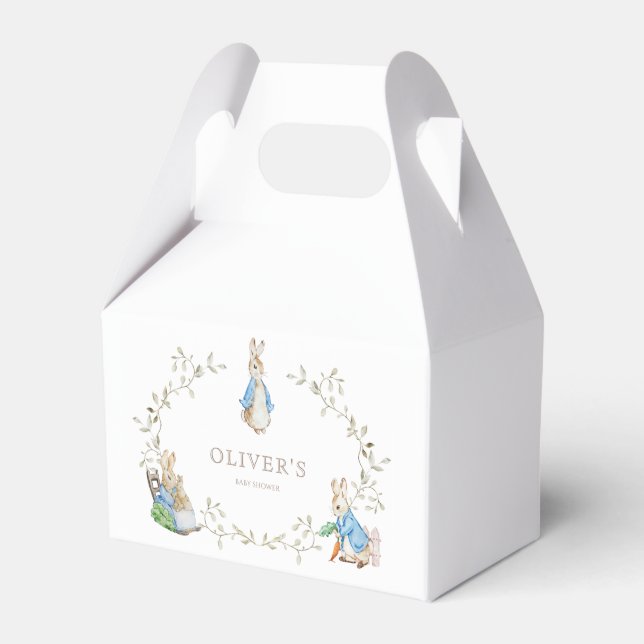 Caixinha De Lembrancinhas Peter Rabbit Beatrix Potter Greenery Watercolor (Frente)