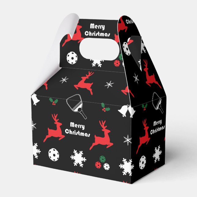 Caixinha De Lembrancinhas Pickleball Feliz Natal 🎄 Esfregando preto (Frente)