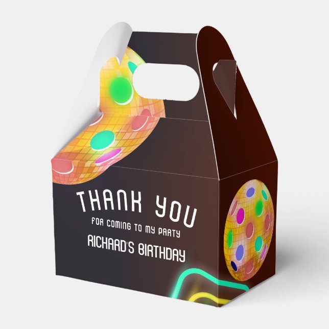 Caixinha De Lembrancinhas Pickleball Sports Neon Theme Disco Party (Frente)