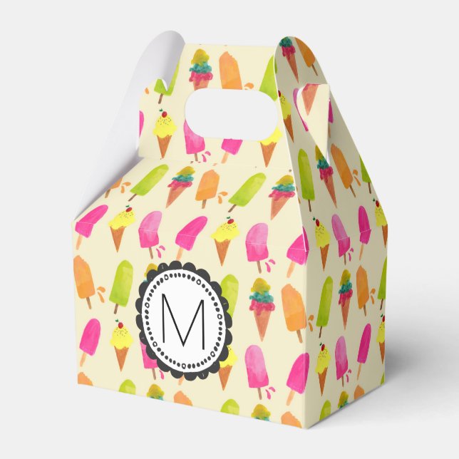 Caixinha De Lembrancinhas Picles e Monograma Personalizado Sorvete (Frente)