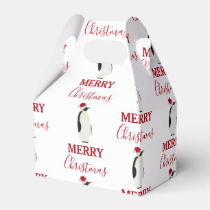 Caixinha De Lembrancinhas Pinguim de Natal Engraçado Animal com Papai Noel