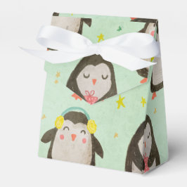 Caixinha De Lembrancinhas Pinguins felizes Vestindo Papai Noel com Muff de O