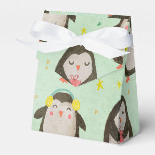 Caixinha De Lembrancinhas Pinguins felizes Vestindo Papai Noel com Muff de O