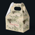 Caixinha De Lembrancinhas Pinhas de Natal Flocos de Neve Pássaros<br><div class="desc">Caixas de lembrancinhas encantadoras com um visual retrô. Há Chickadees-de-coroa-preta, pinhas, flocos de neve e galhos de pinheiro com espaço para o seu texto. Altere o texto para se adequar ao seu evento. O Natal é uma época em que todos gostam de compartilhar seus presentes caseiros. Ótimo para biscoitos, fudge...</div>
