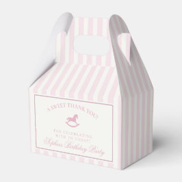 Caixinha De Lembrancinhas Pink Coquette Bow Rocking Horse Birthday Favor Box
