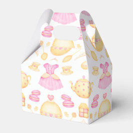 Caixinha De Lembrancinhas Pink e Dourada Watercolor Princesa Tea Party