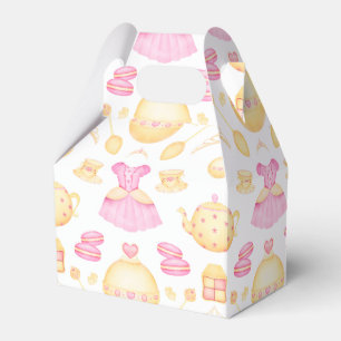 Caixinha De Lembrancinhas Pink e Dourada Watercolor Princesa Tea Party