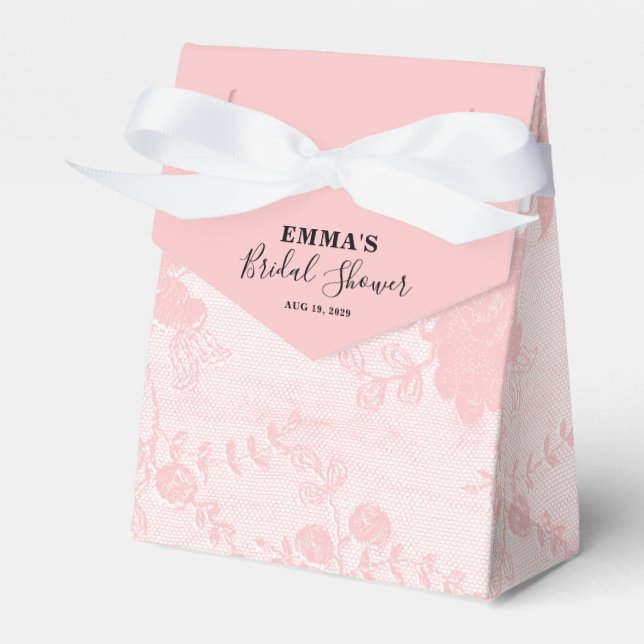 Caixinha De Lembrancinhas Pink Lace Bridal Shower  (Frente)