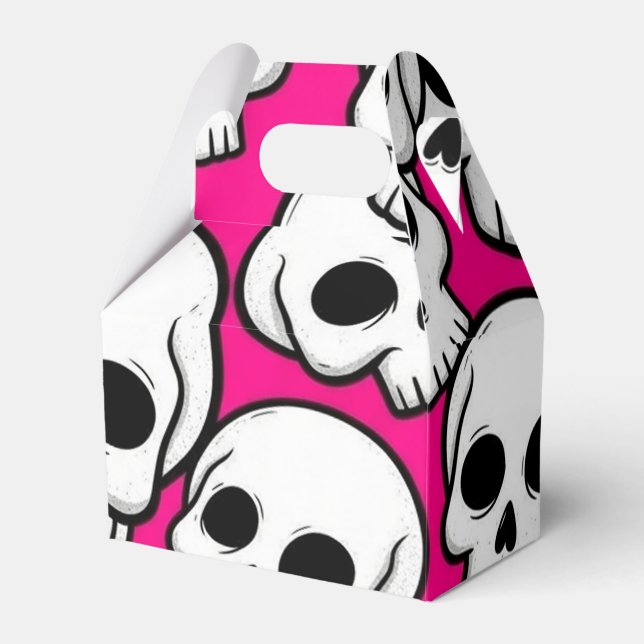 Caixinha De Lembrancinhas Pink Skull Pattern Favor Box (Frente)