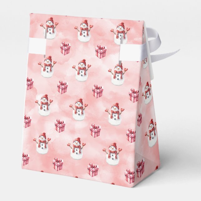 Caixinha De Lembrancinhas Pink Snowman Winter (Verso)
