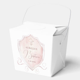 Caixinha De Lembrancinhas Pink Watercolor Crest Baptisse Sair